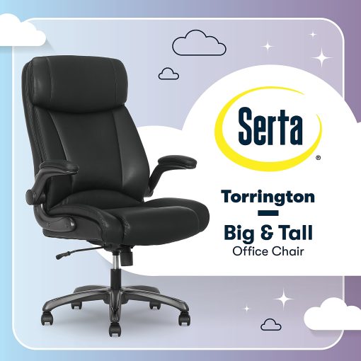 Serta® Torrington Ergonomic High-Back Faux Leather Big & Tall Executive Office Chair, Black, 52399BLK - Image 2