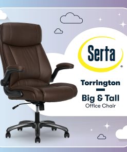 Serta® Torrington Big & Tall Office Chair, with Flip-Up Padded Armrests, ComfortCoils™ Seat Cushion Technology, Dark Walnut Brown, 52399DBRN 2