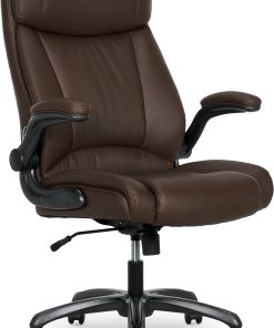 Serta® Torrington Big & Tall Office Chair, with Flip-Up Padded Armrests, ComfortCoils™ Seat Cushion Technology, Dark Walnut Brown, 52399DBRN