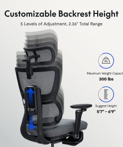 Flexispot C7 MAX Ergonomic Chair Foam & Mesh With Footrest, Black color 2