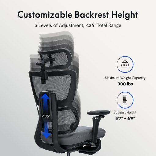 Flexispot C7 MAX Ergonomic Chair Foam & Mesh With Footrest, Black color - Image 2