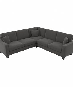 Bush® Furniture Stockton 99″W L-Shaped Sectional Couch, Charcoal Gray Herringbone Fabric, Standard Delivery 2