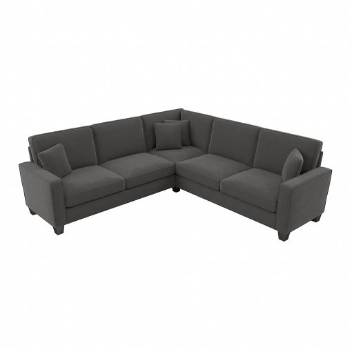Bush® Furniture Stockton 99"W L-Shaped Sectional Couch, Charcoal Gray Herringbone Fabric, Standard Delivery - Image 2