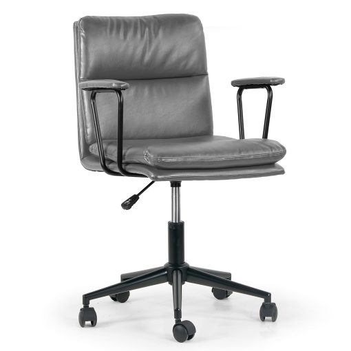 Glamour Home Avalee Ergonomic Faux Leather Mid-Back Adjustable Task Chair, Gray