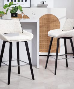 Glamour Home Bea Fabric Barstool With Back, White/Black 2