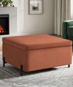Lifestyle Solutions Kansas Large Storage Ottoman, 31.1″W x 31.1″D x 18.1″H, Rust 2