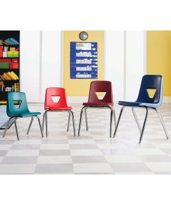 Lorell® Classroom Student Plastic Seat, Plastic Back Stacking Chair, 15 7/8″ Seat Width, Black Seat/Silver Frame, Quantity: 4 2
