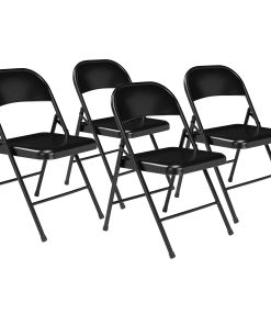 National Public Seating Commercialine 900 Series Steel Folding Chairs, Black, Set Of 4 Chairs