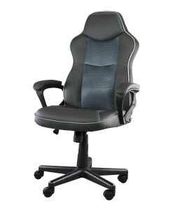 Elama Faux Leather High-Back Adjustable Office Task Chair, Black