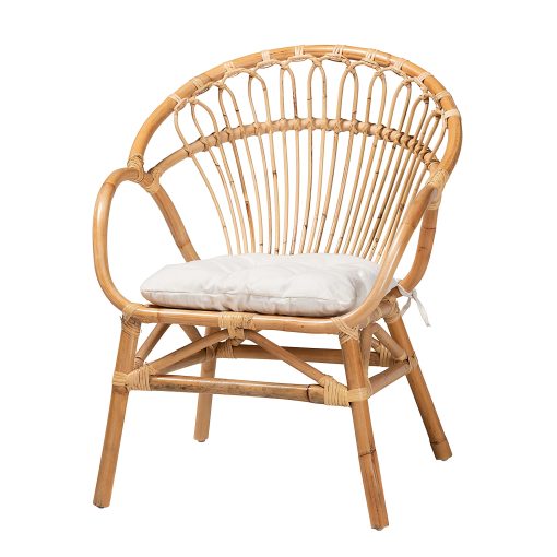 bali & pari Benicia Modern Bohemian Dining Chair, White/Natural Brown - Image 2