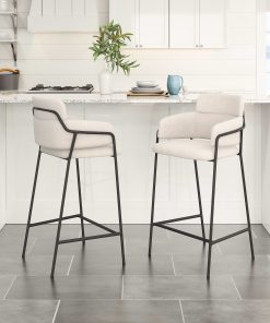 Zuo Marcel Counter-Height Stools, Cream, Set Of 2 Stools 2