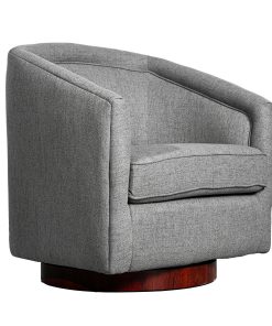 Flash Furniture Dean Club Style Commercial Fabric Barrel Accent Armchair with 360 Degree Swivel Metal Base and Sloped Armrests, Gray
