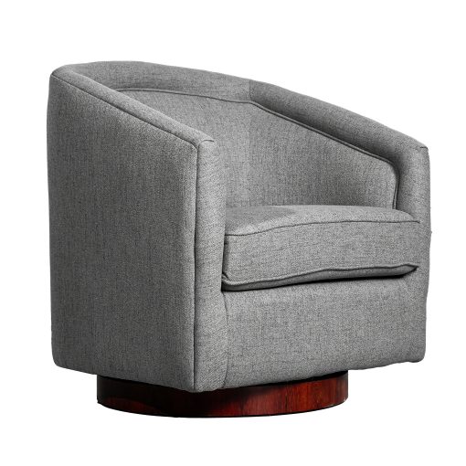Flash Furniture Dean Club Style Commercial Fabric Barrel Accent Armchair with 360 Degree Swivel Metal Base and Sloped Armrests, Gray