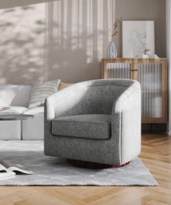 Flash Furniture Dean Club Style Commercial Fabric Barrel Accent Armchair with 360 Degree Swivel Metal Base and Sloped Armrests, Gray 2
