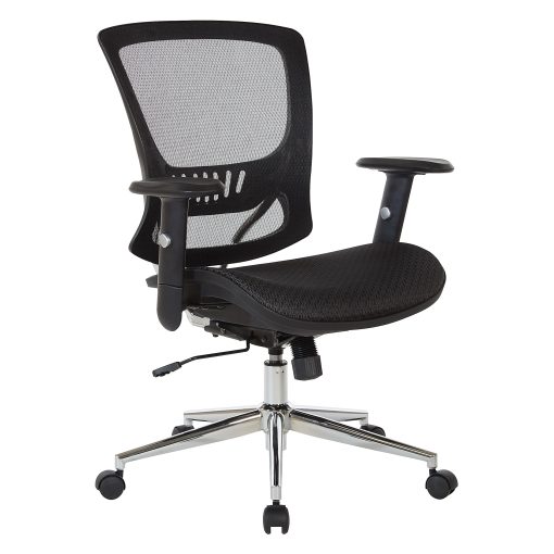 Office Star™ Ventilated Seating Ergonomic Mesh Mid-Back Manager’s Chair, Black/Chrome - Image 2