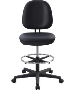 Lorell Contoured Back Stool – Vinyl, Plastic Seat Material – Vinyl, Plastic Back Material – 5-star Base – Black – 1 Each 2