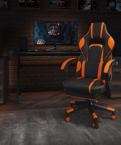 Flash Furniture X40 Gaming Chair With Fully Reclining Back And Arms, Black/Orange