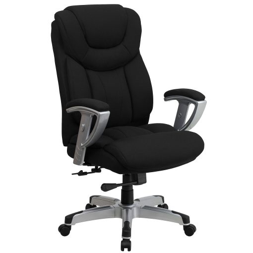 Flash Furniture Hercules Big And Tall Fabric Swivel Office Chair With Adjustable Arms, Black - Image 2