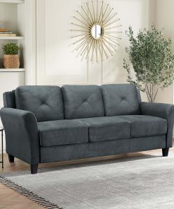 Lifestyle Solutions Hanson Microfiber Sofa, Dark Gray 2