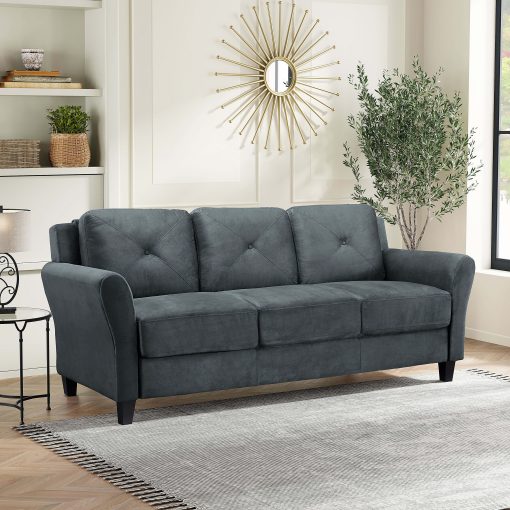 Lifestyle Solutions Hanson Microfiber Sofa, Dark Gray - Image 2