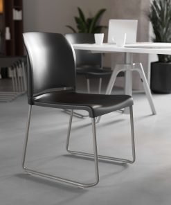 Flash Furniture HERCULES Series Full-Back Contoured Stacking Chair With Sled Base, Black/Silver 2