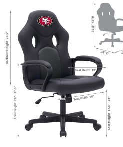 Imperial NFL Vision Faux Leather/Mesh High-Back Computer Gaming Chair, San Francisco 49ers 2