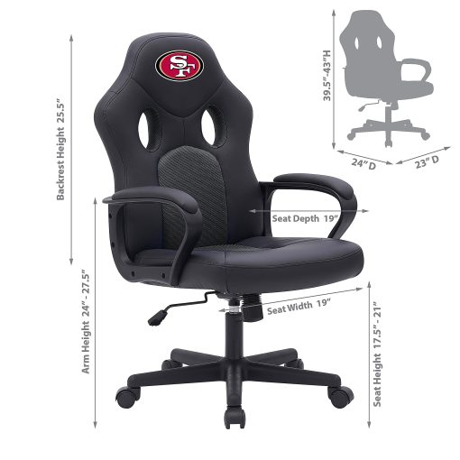 Imperial NFL Vision Faux Leather/Mesh High-Back Computer Gaming Chair, San Francisco 49ers - Image 2