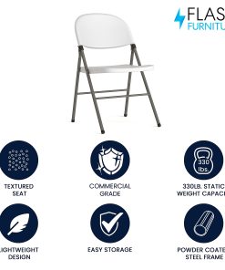 Flash Furniture HERCULES Plastic Folding Chair, White/Gray 2