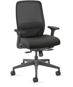 HON Nucleus Task Chair KD - Black Seat Color - Vinyl Seat Material - Black Back Color - Armrest - 1 Each