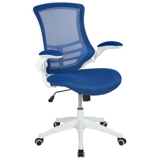 Flash Furniture Mesh Mid-Back Swivel Task Chair With Flip-Up Arms, Blue/White