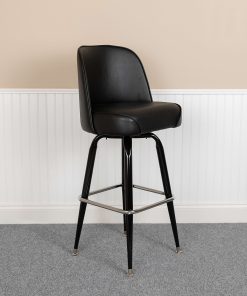Flash Furniture Swivel Bar Stool With Bucket Seat, Black
