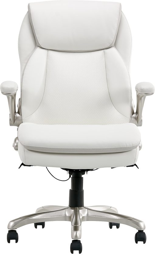Serta® Smart Layers™ Brinkley Ergonomic Bonded Leather High-Back Executive Office Chair, White/Silver - Image 2