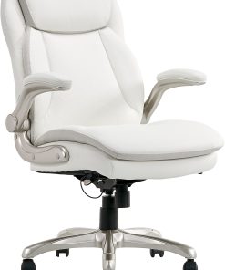 Serta® Smart Layers™ Brinkley Ergonomic Bonded Leather High-Back Executive Office Chair, White/Silver