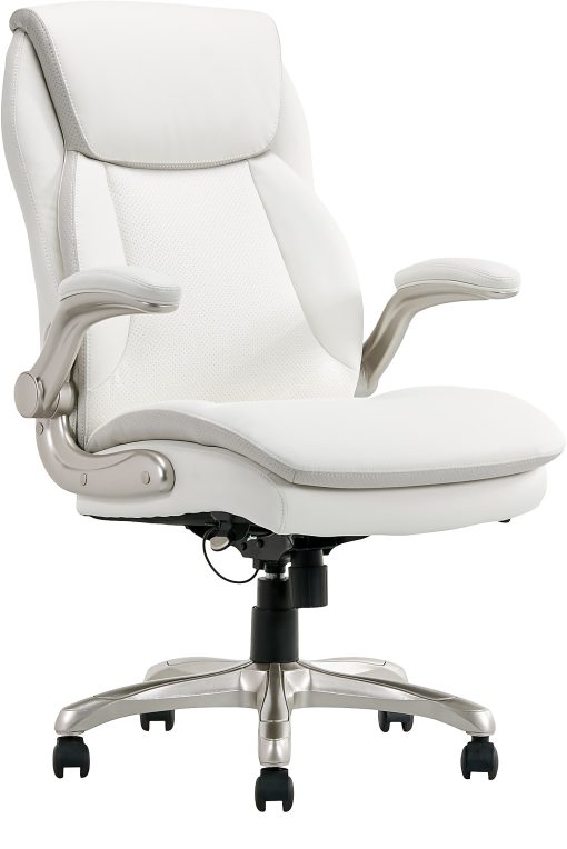 Serta® Smart Layers™ Brinkley Ergonomic Bonded Leather High-Back Executive Office Chair, White/Silver