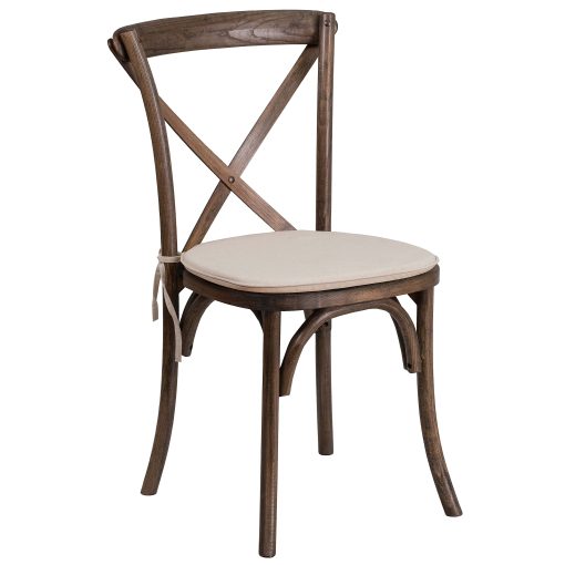 Flash Furniture HERCULES Series Stackable Wood Cross Back Chair With Cushion, Early American - Image 2