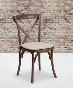 Flash Furniture HERCULES Series Stackable Wood Cross Back Chair With Cushion, Early American