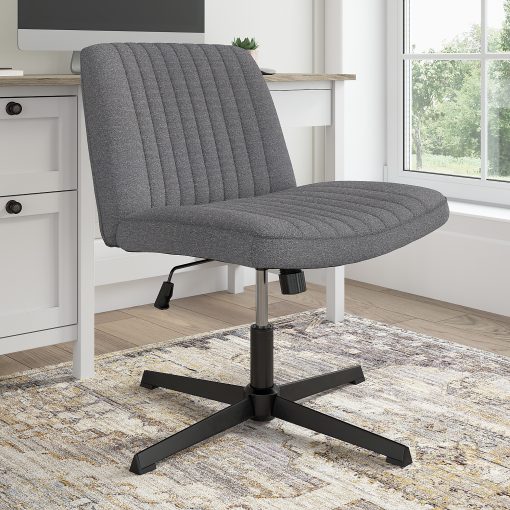 Bush Furniture Sutton Ergonomic Fabric Armless Mid Back Computer Chair Without Wheels, Dark Charcoal Fabric, Standard Delivery