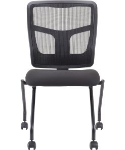 Lorell Training Room Guest Chairs – Black Seat Color – Fabric Seat Material – Mesh Back Material – Metal Frame Material – 84385 2
