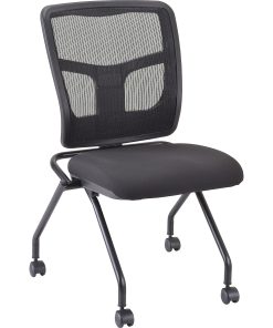 Lorell Training Room Guest Chairs - Black Seat Color - Fabric Seat Material - Mesh Back Material - Metal Frame Material - 84385
