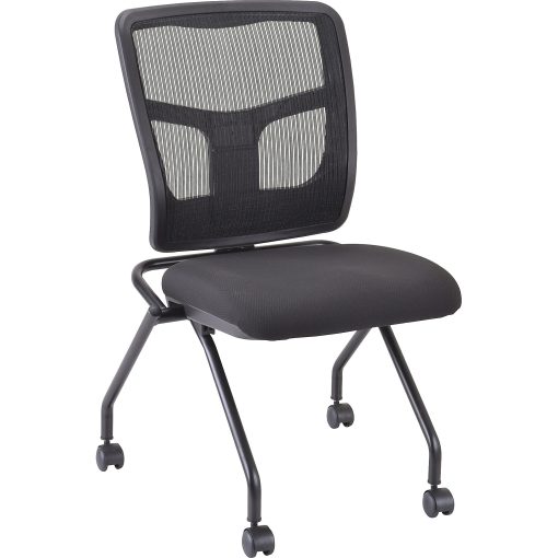 Lorell Training Room Guest Chairs - Black Seat Color - Fabric Seat Material - Mesh Back Material - Metal Frame Material - 84385