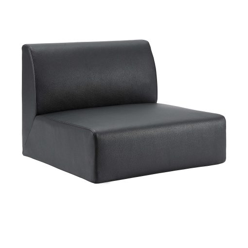 Lorell Contemporary Reception Collection Single Seat Sofa, 19.6"H x 25.5"W x 25.5"D, Material: Polyurethane, Black