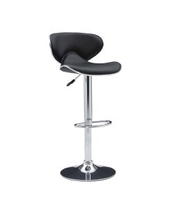 Powell Rounded Back Faux Leather Bar Stool, Black/Chrome 2