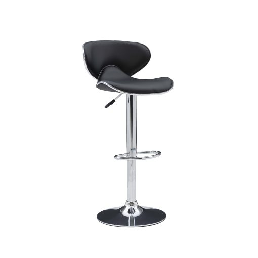 Powell Rounded Back Faux Leather Bar Stool, Black/Chrome - Image 2