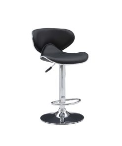 Powell Rounded Back Faux Leather Bar Stool, Black/Chrome