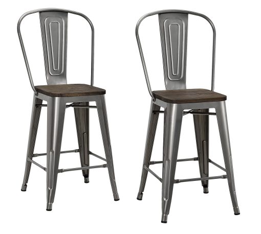 DHP Luxor Metal Counter Stool, Charcoal, Set Of 2 - Image 2