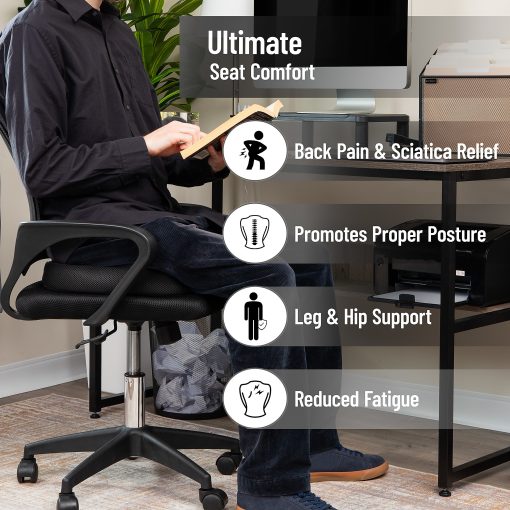 Mind Reader Ergonomic Gel Seat Cushion, 3-1/4"H x 14-1/2"W x 17-1/2"D, Black - Image 2