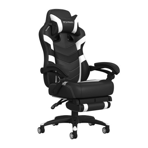 RESPAWN 110 Pro Gaming Chair, With Footrest & Headrest Pillow, White, RSP110V2WHT - Image 2