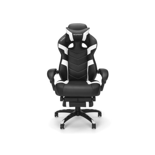 RESPAWN 110 Pro Gaming Chair, With Footrest & Headrest Pillow, White, RSP110V2WHT