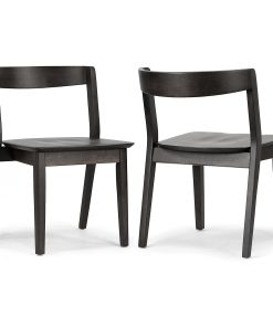 Glamour Home Astor Rubberwood Dining Accent Chairs, Black, Set Of 2 Chairs 2