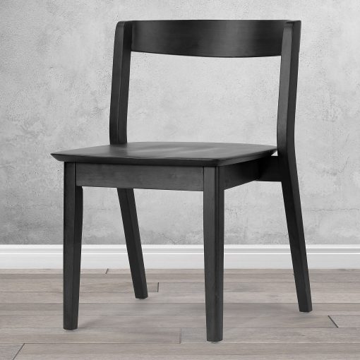 Glamour Home Astor Rubberwood Dining Accent Chairs, Black, Set Of 2 Chairs